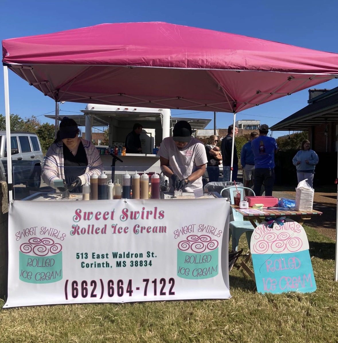 Sweet Swirls rolled ice cream catering tent